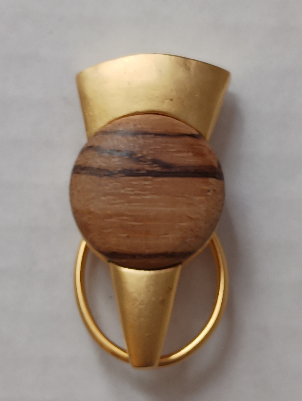 Gold and Wood Statement SCARF CLIP , Vintage Unique